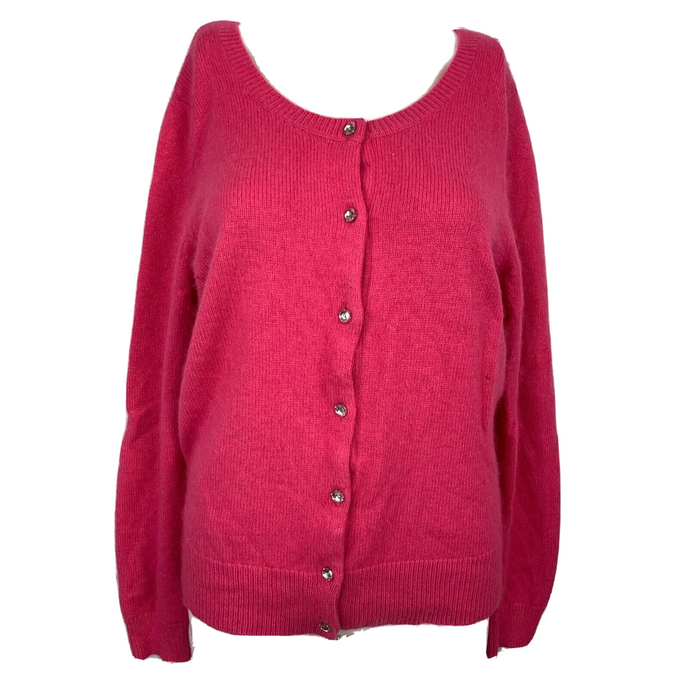 Apt 9 Cardigan Womens‎ Sz L Pink Soft Angora Knit Sweater Rhinestone Buttons